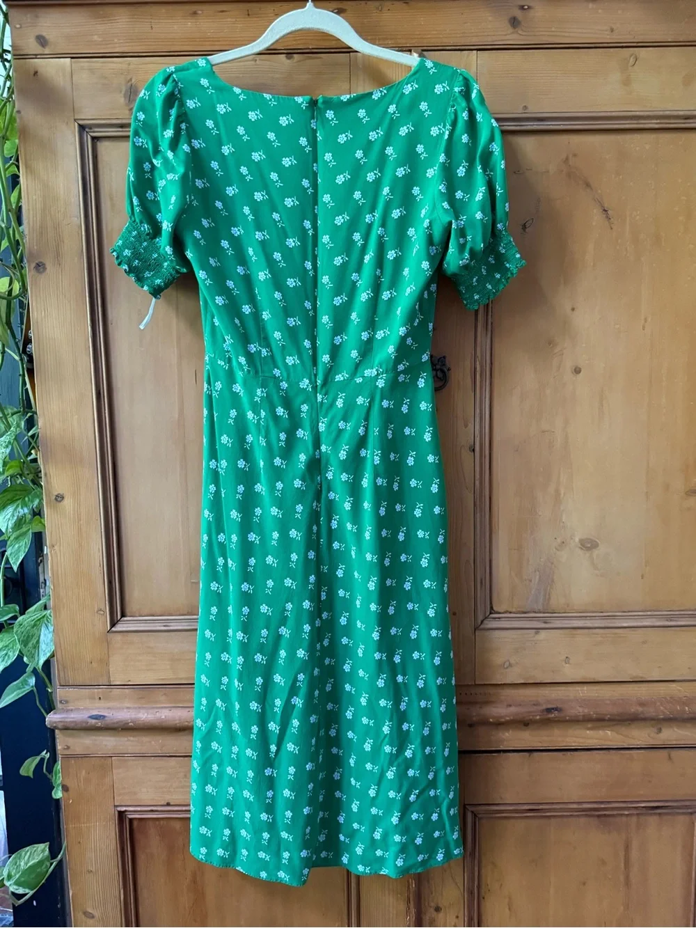 J. Crew Puff-sleeve midi green dress in bandana flowers print